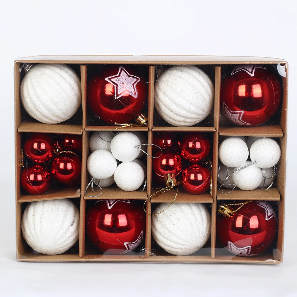 Christmas Ball Tree Ornaments Plastic Foam Glitter Christmas Ball Box Ornaments Ball Set