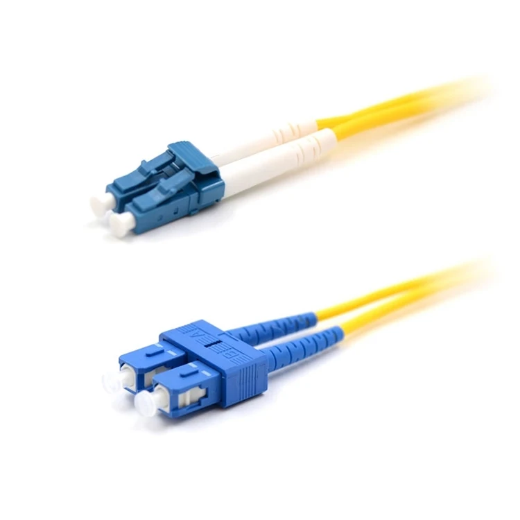 Blue Connector Yellow Cable SMF Duplex 3.0mm SC UPC to LC UPC Fiber Patch Cord