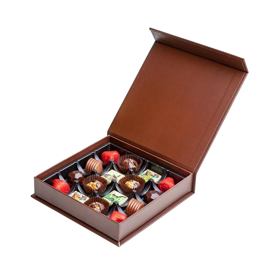 Custom black cardboard paper printing food packaging boxes for sweets, chocolate folding box chocolate packaging box gift