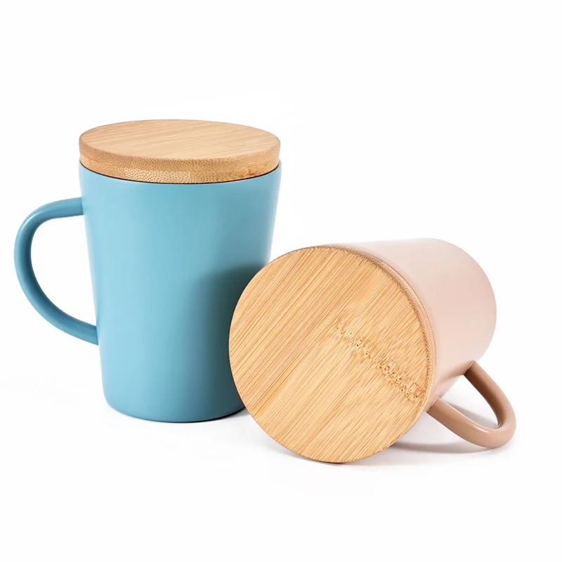 350ml 12oz Stainless Steel Double Wall Coffee Mug Bamboo Lid Insulated Camp Cup