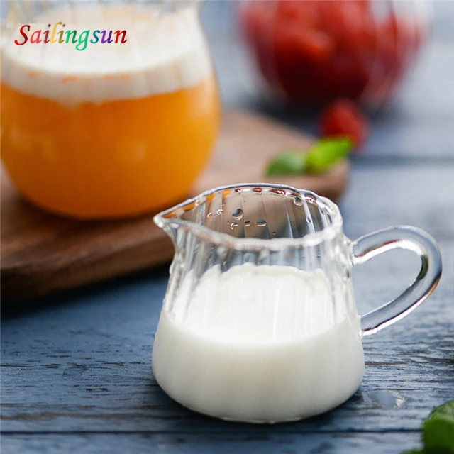 Dishwasher safe stripe fancy handle thermo glass hot juice coffee mug