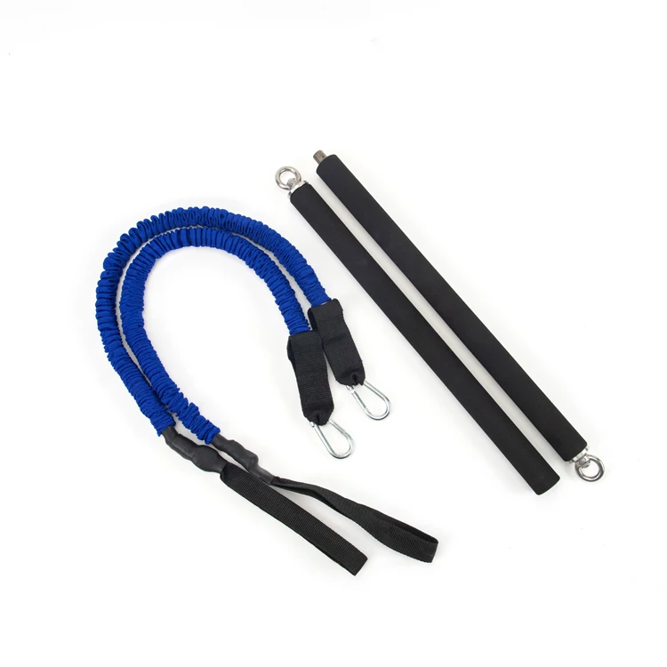 Adjustable  Portable  Pilates Bar Gym Stick With Resistance Band Kit Fitness Set