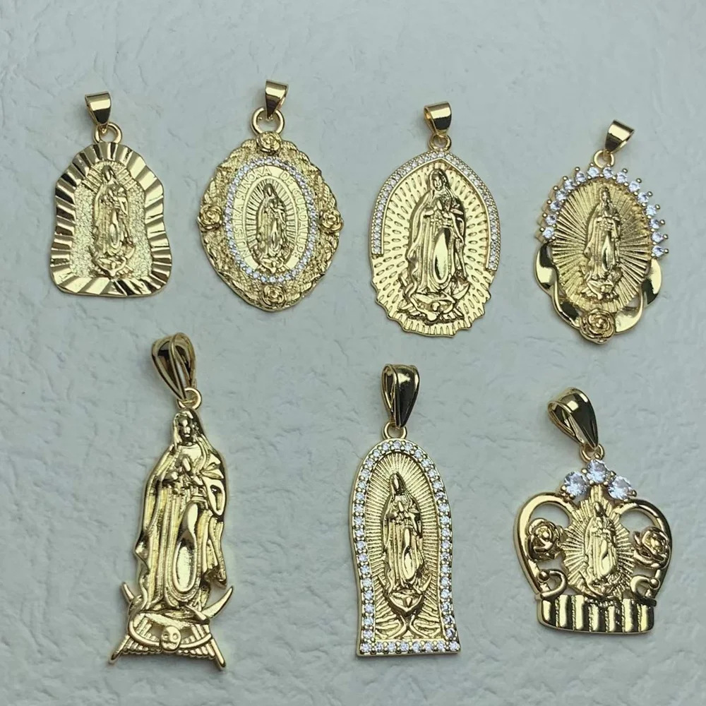 Wholesale Crystal Guadalupe Virgin Mary Pendants Charms For Jewelry Making Women Men Classic Religious Necklace Accessories