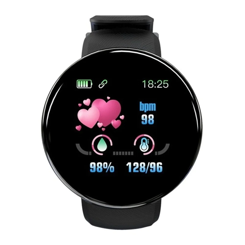1.3 inch color screen waterproof smart watch D18 sport smart bracelet fitness tracker heart rate and blood pressure gps