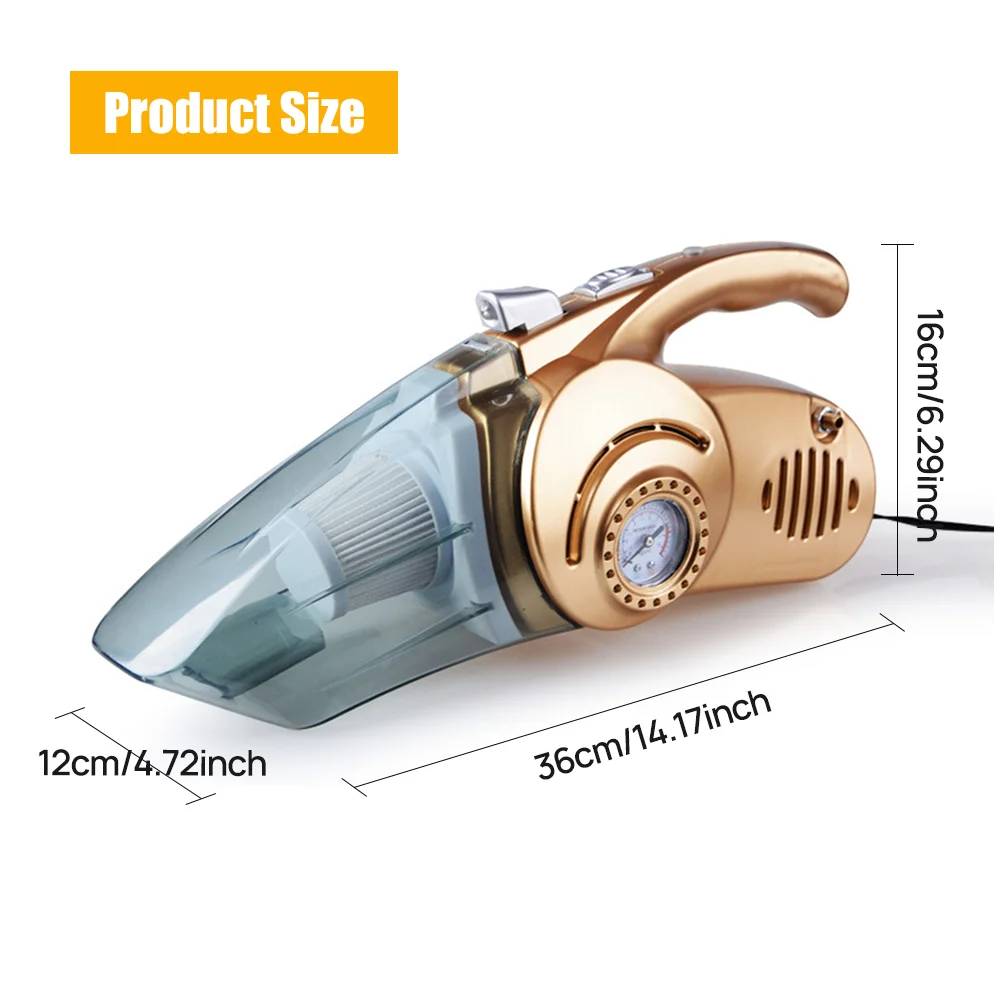 4 in 1 High Power 120W Multifunctional  Portable Car Vacuum Cleaner with Compressor