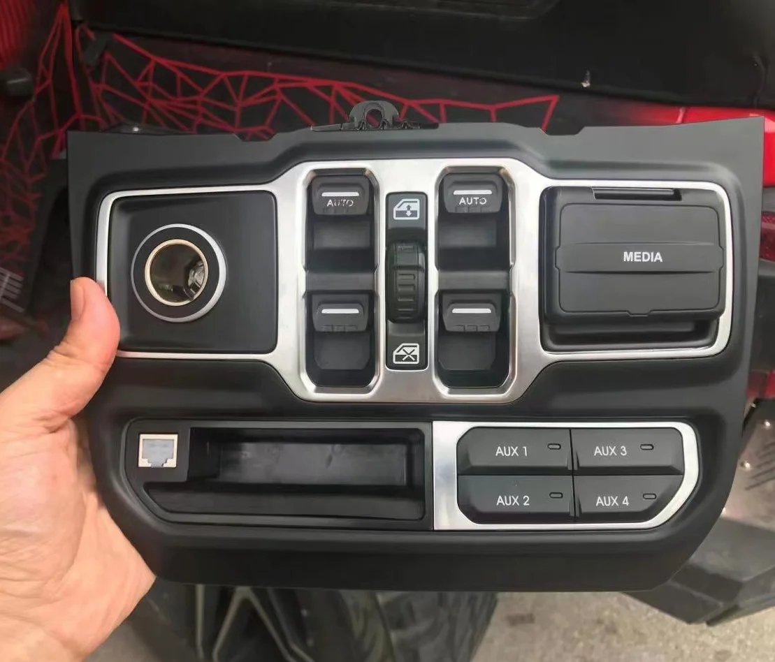 Auxiliary switch kit with left bin black color panel 4 button work aftermarket accessories for Jeep Wrangler JL 4x4 offroad