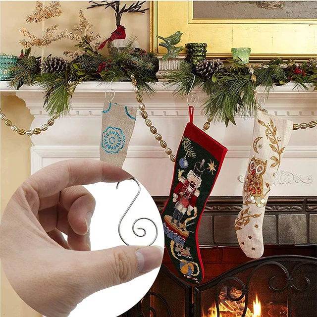 Silver Stainless steel S shape Christmas Tree Ornament Hangers Metal Wire Hangers for Hanging Decorations pack of 20pcs