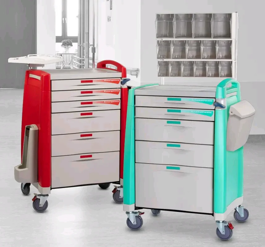 Turkey design Hospital Medical Anesthesia Trolley ABS Anesthesia Cart Medical Crash Cart