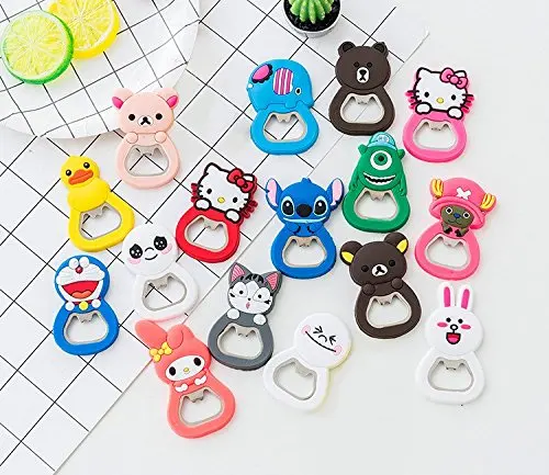 Hot Sale Portable Various Cute Mini Cartoon Silicone Metal Bottle Opener Beer Opener