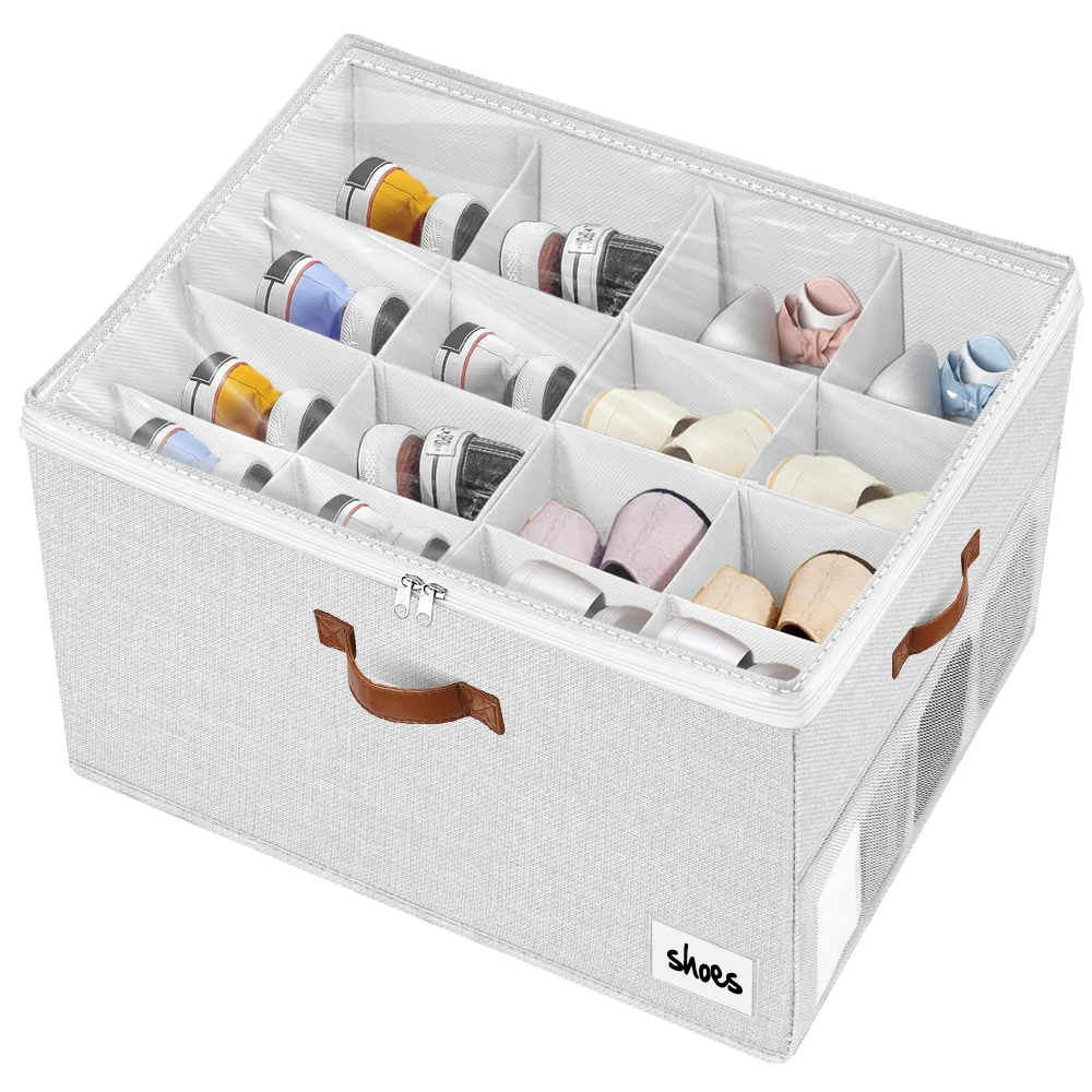 2024 Best Selling Multifunctional Stackable Hardshell Shoe Storage Containers with Foldable Dividers