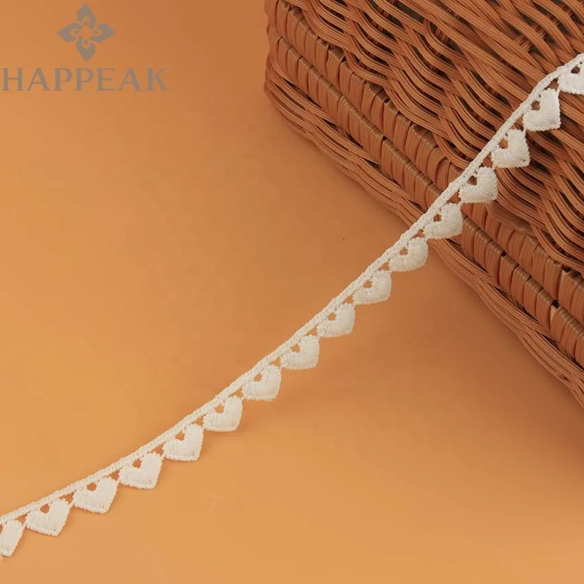 HAPPEAK Factory Poly 1.5cm Lace Ribbon Roll Heart Shape Border Embroidery Trimming Lace For Dress Sewing