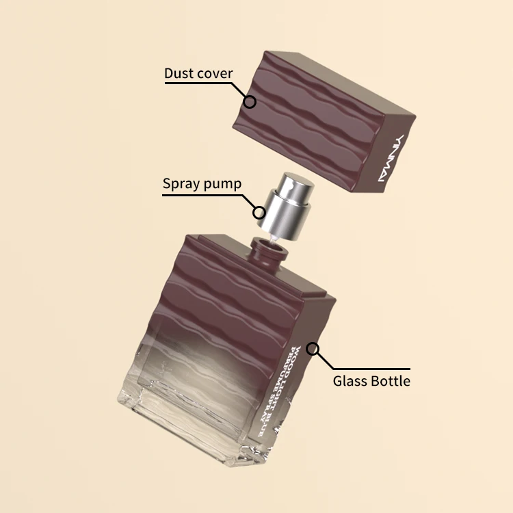 Yinmai OEM Factory Design Luxury Square Natural Spray sea wave Perfume Bottle 50ml