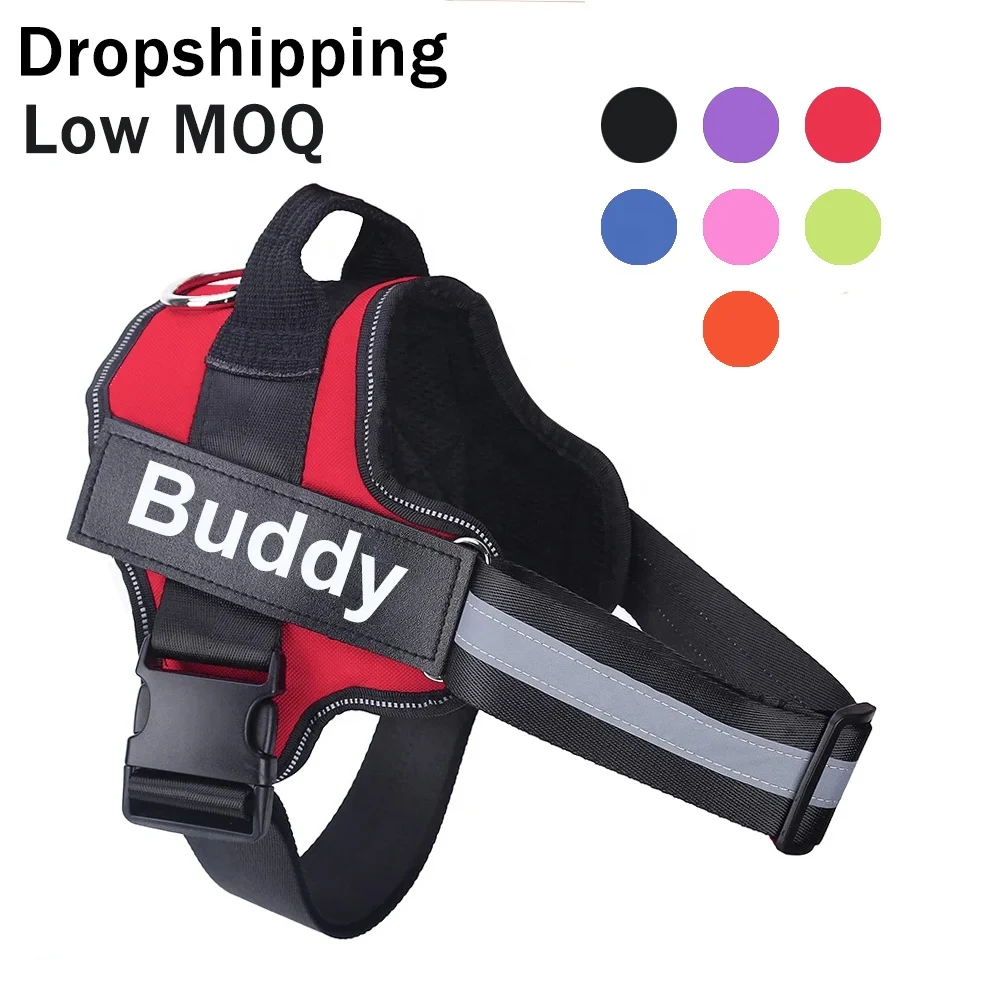 Dropshipping Personalized Dog Harness NO PULL Reflective Breathable Adjustable Service dog harness custom logo with patch