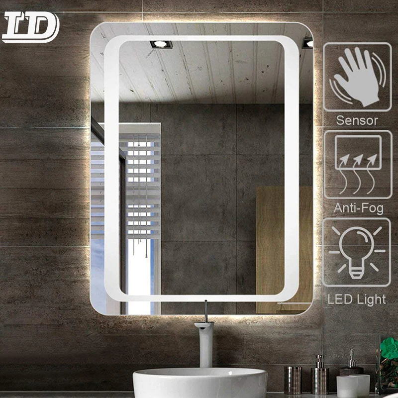Frameless Custom Decorative Salon Wall Mount Shower Wash Basin Led Bath Mirror