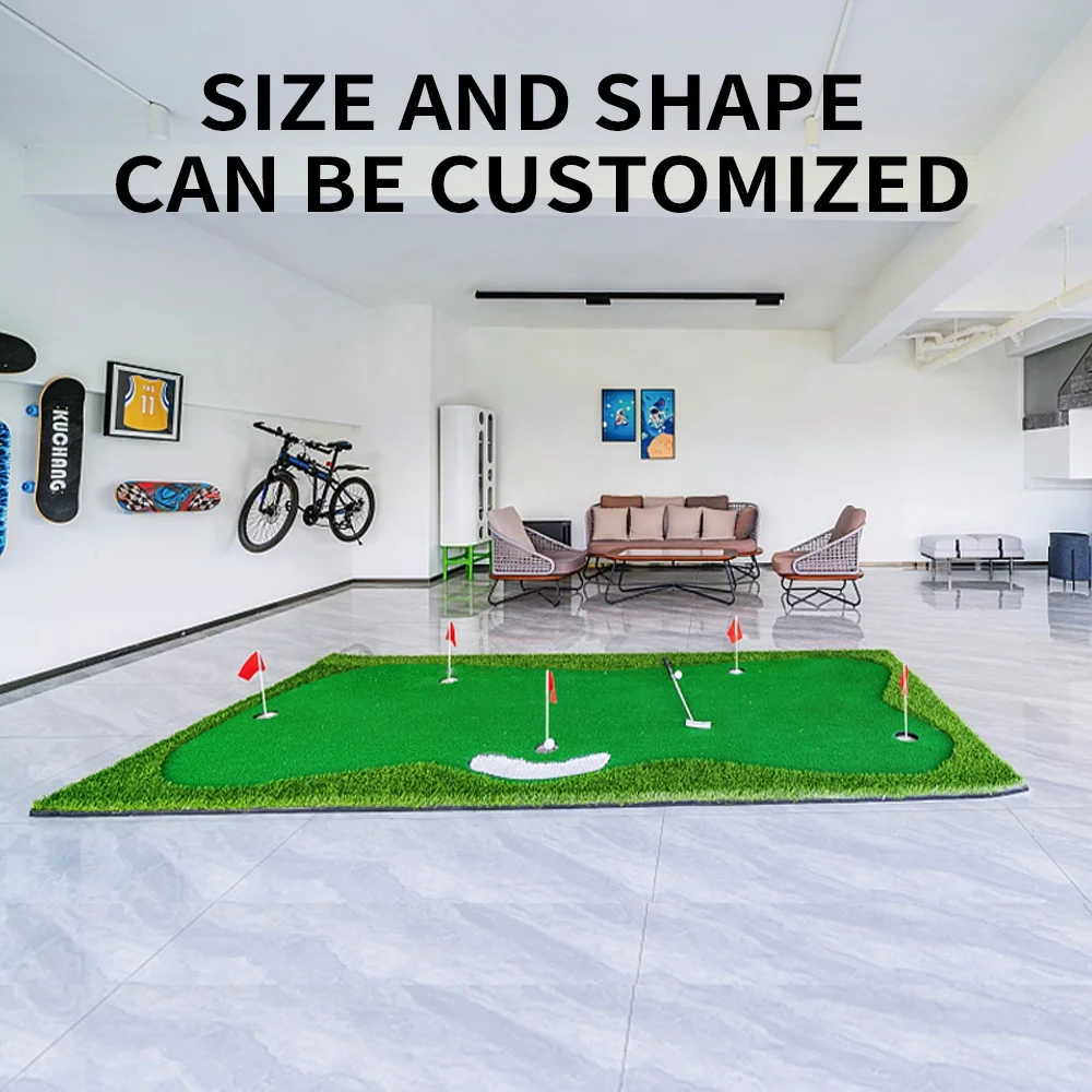 Realistic Indoor/Outdoor Training Putting Experience with Long-Challenging Putter True Life Golf Simulation Putting Green Mat