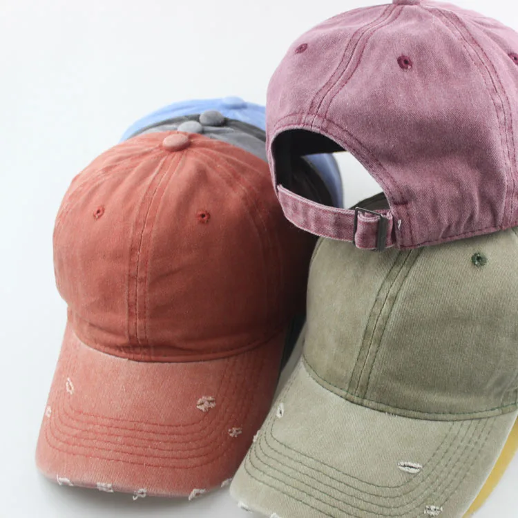 MOTE-ZA144  Wholesale Sport Distressed Baseball Cap Men 6 Panel Ripped Dad Hat Plain Wash Cotton Vintage Distressed Dad Hat