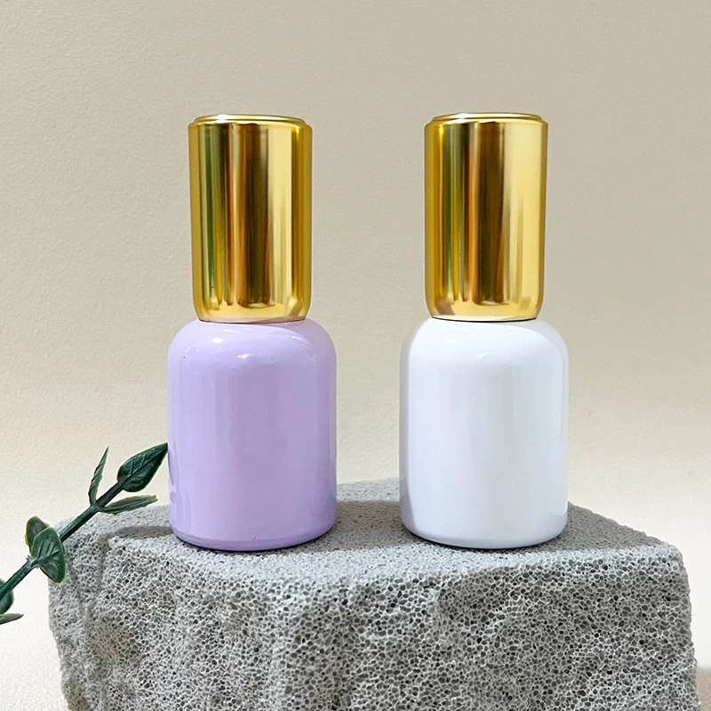 wholesale custom 8ml 10ml 15ml 20ml white empty glass bottle for uv gel nail polish with cap and brush nail polish bottle