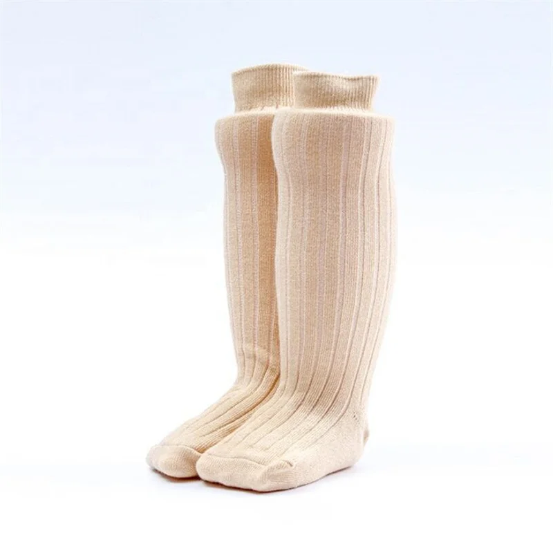Fashion Cotton Solid Double Needle Toddler Baby Girls Over Knee High Socks Winter Kids Tights