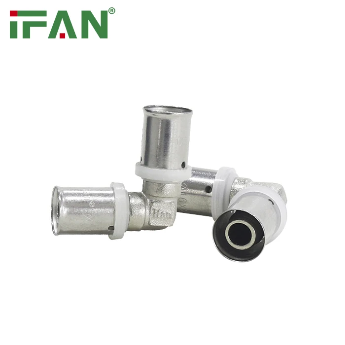 IFAN Factory Brass Press Fittings 16-32mm PEX Fitting transparent Nut DIN 16836 Equal Elbow PEX Press Fitting
