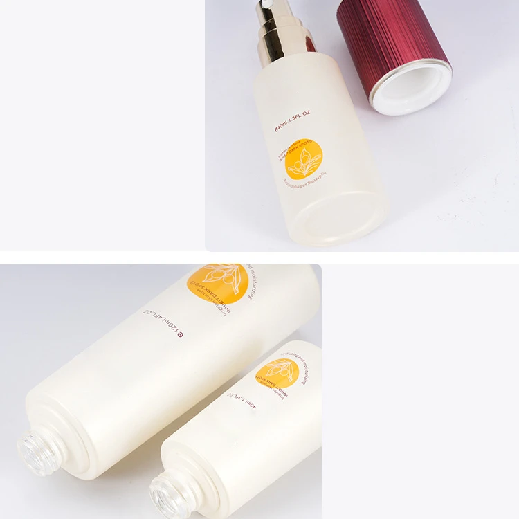 40ml 100ml 120ml High Quality Luxury Empty Flat Shoulder Skin Care Packaging Face Serum Lotion Pump Glass Bottle With Pump