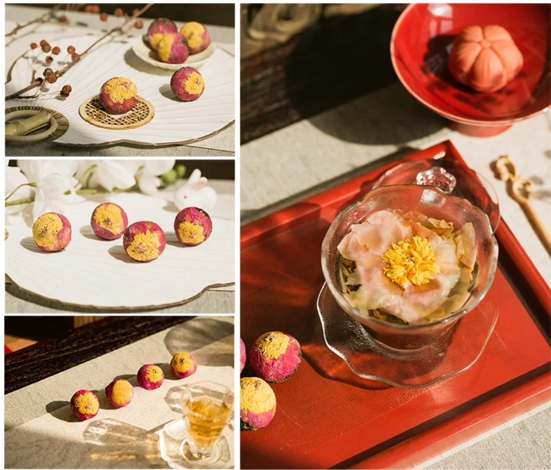 KAIYANGE Dragon Tea Ball Red Peony Puer Tea Ball Customized OEM High Quality Herbal Blooming Tea Skin Beauty