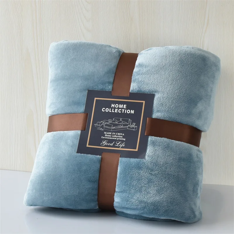 Winter Fleece Throw Blanket Polyester Plain Knitted Plush Mink Flannel Blanket For Bedding
