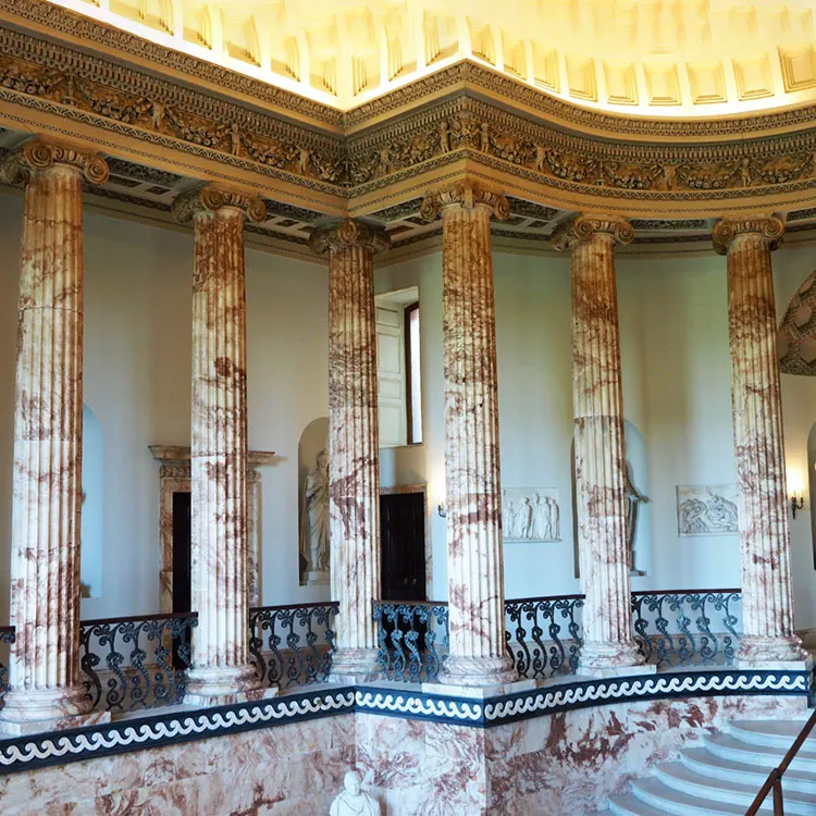 Hand Carved Outdoor Entrance White Marble Column Pillar For Sale