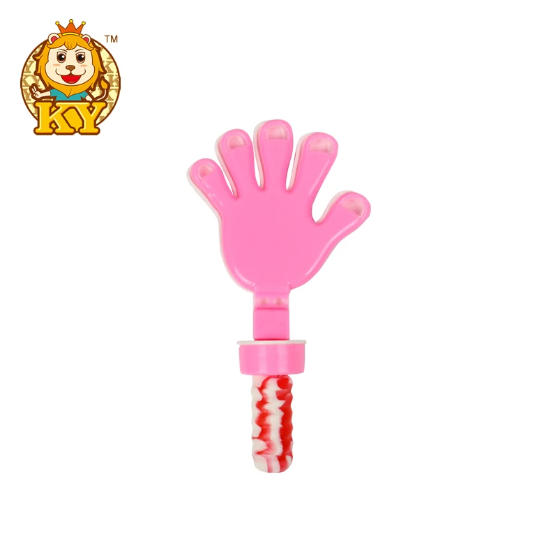 hot selling sweets plastic hand clap toys with nipple hard candy