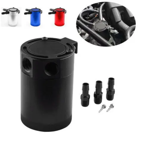 Universal  Three Holes  Black  Blue  Red Color  Baffled Oil Catch Can Oil Separator Catch Can Aluminum air oil separator