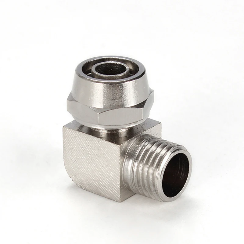 Rapid Push on Elbow Male Adaptor Brass Nickle quick right angle threaded elbow air hose connector pneumatic quick fitting