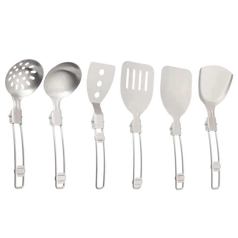 Outdoor Camping Portable Kitchen Utensils Set 304 Stainless Steel Multi-function Folding Cooking Tool