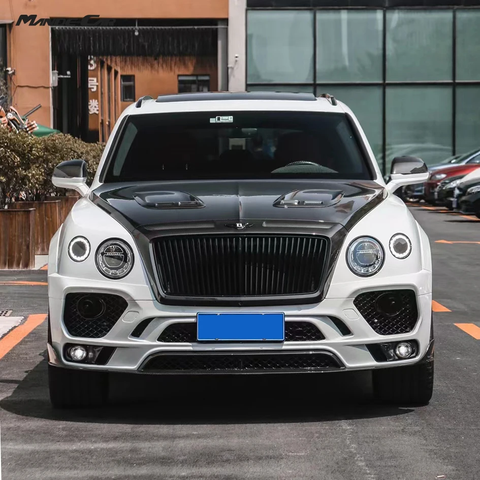 Wide May Style Carbon Fiber Mix Fiber Glass Car Bumpers Engine Hood Cover For Bentley Bentayga Body Kits Car Accessories