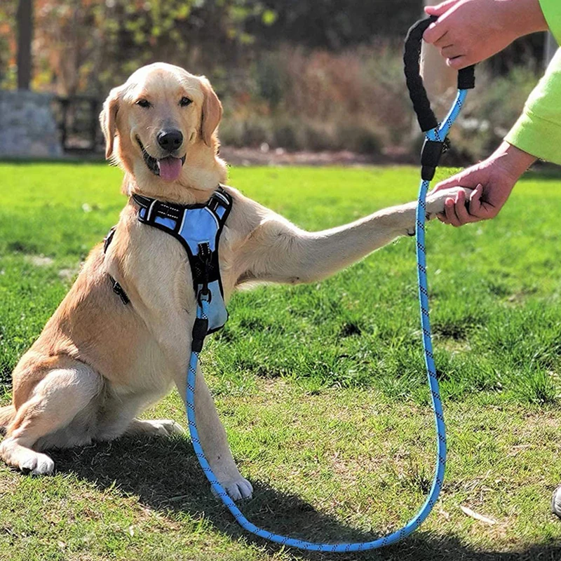 Светоотражающая хлопковая веревка для макраме на заказ, поводок и ошейник для собак, прочный нейлоновый поводок для собак с мягкой ручкой