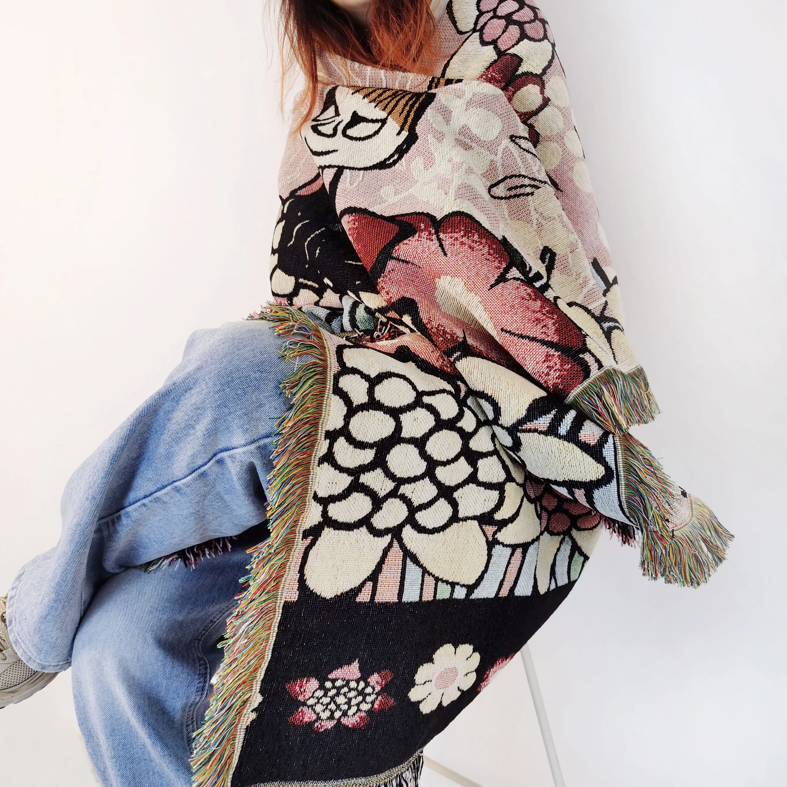 Wholesale Colorful Luxury All Season Soft Linen Blanket Throw Bed Throw Blankets