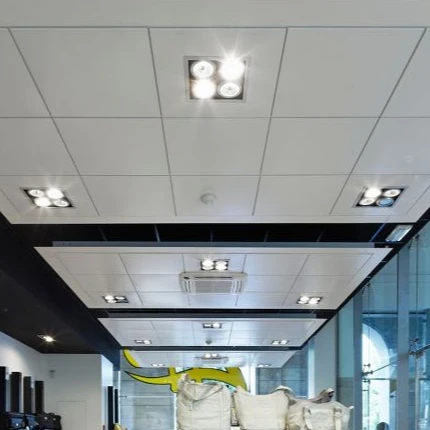 Aluminum lay in ceiling tile with perforation and T black groove carrier for office ceiling design