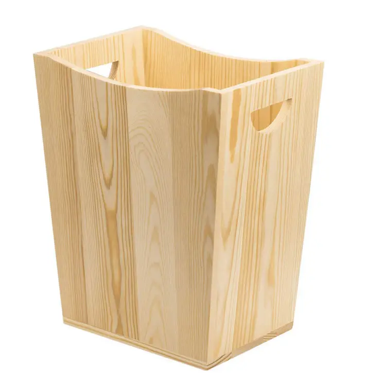 Wooden Trash Can Rustic Farmhouse Style Wastebasket Bin garbage can with Handle for Living Room,Office