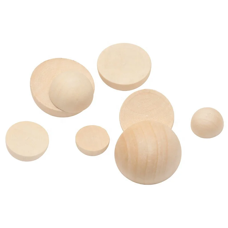 Christmas Decoration High Quality Natural Half hemisphere  Round Wooden Beads for Kids DIY Crafts  Jewelry Making
