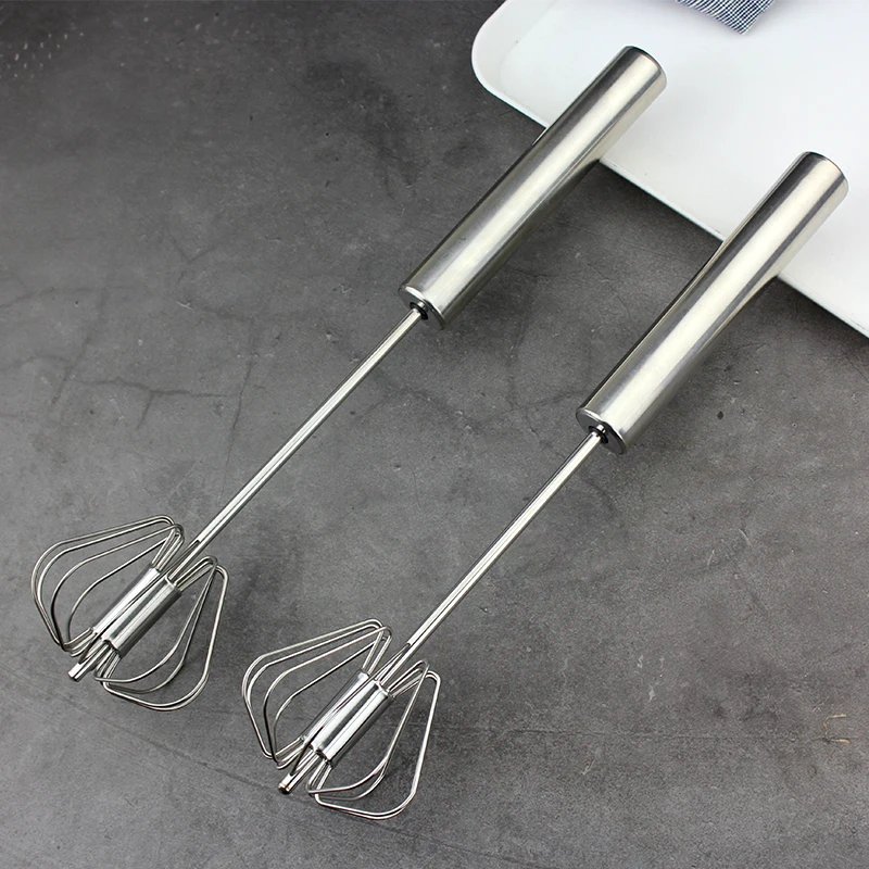 Food Grade Metal Stainless Steel Egg Beater Semi-automatic Rotating Mixer Cream Kitchen Cooking Mixing Tools Stirring Whisk