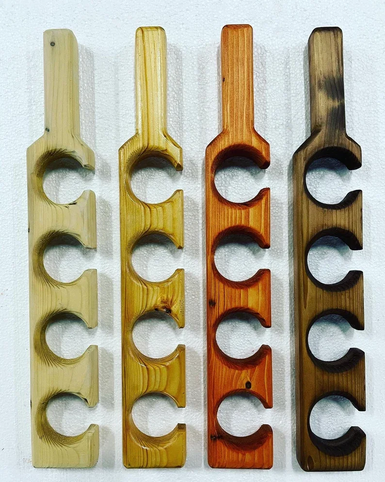 FSC Wholesale Bar Tasting Flight Paddle Board Shot Glass Paddle Wooden Serving Tray Wine Cup Holder Shot Glass Tray