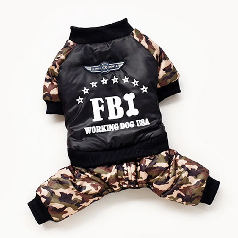 New FBI Camouflage High-Quality Fabrics For Comfort Universal Warm Clothes Winter Costumes Wholesale Pet Clothes Dog Suit