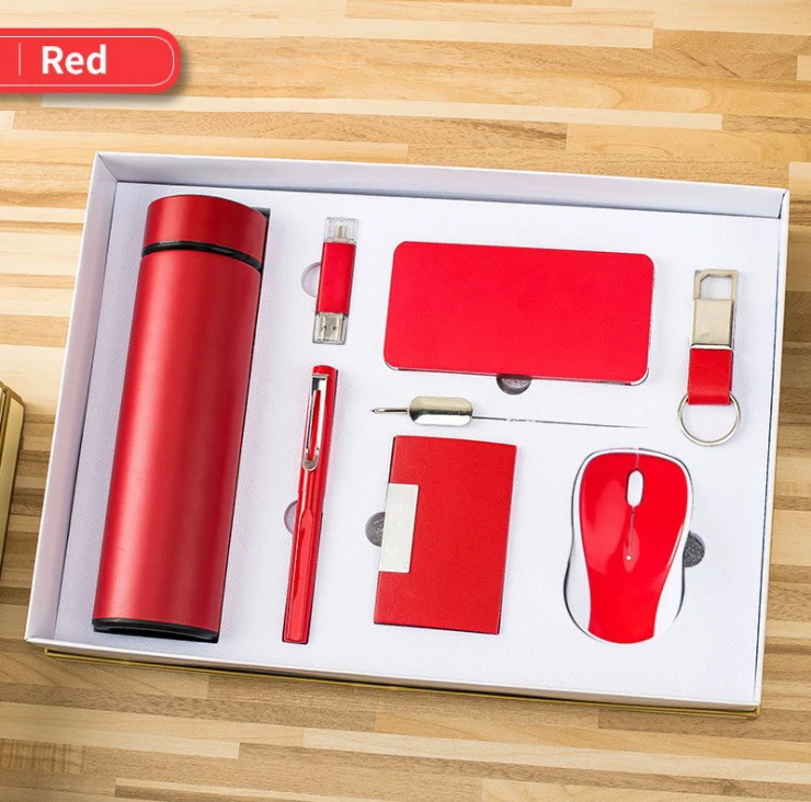 Thermos flask + USB flash drive + pen + notebook + mouse + bookmark + logo power bank set corporate gift set luxury promotion