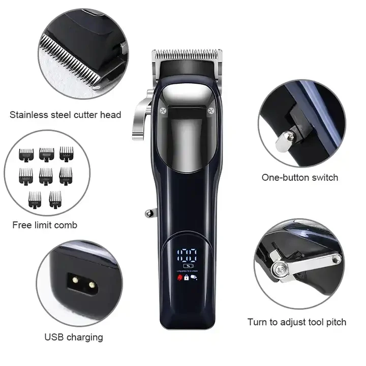Newest 11000RPM motor Rechargeable Professional Hair Clippers Hair Trimmer hair cutting machine With Comb
