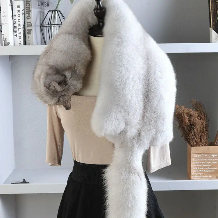 Fox neck genuine leather whole fox hair collar both men and women autumn and winter shawl  fur scarf