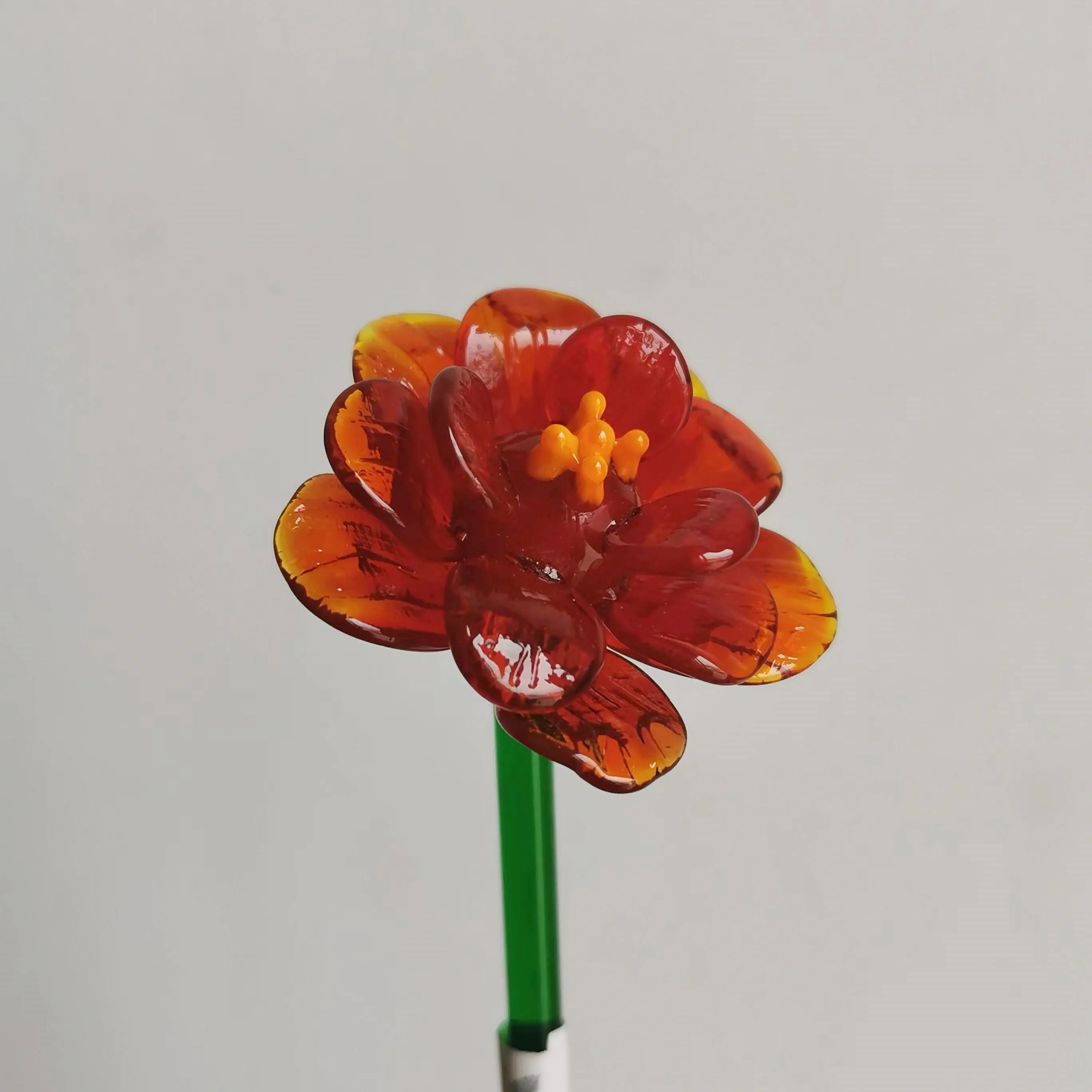 Handmade crystal rose art long stem murano glass flower decoration