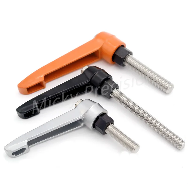 stainless steel bolt1pc M4 M5 M6 M8 M10 M12 M16 Adjustable Handle Lever Clamping Handles Thread Metal Knob Machinery Tools