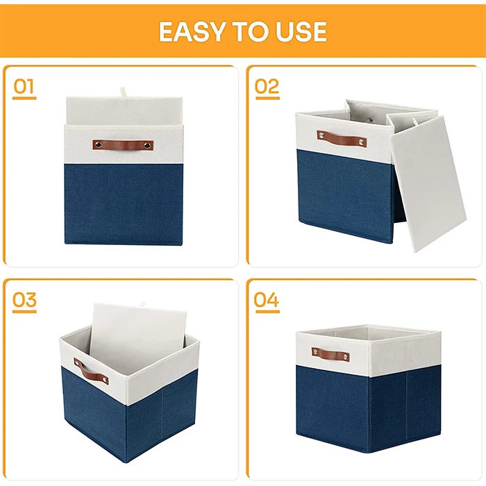 Customized 4 Pack 12 Inch Collapsible Organization Household Items Cube Bins Closet Box Storage For Home