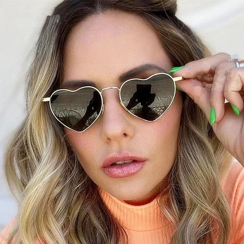 Custom Logo Vintage Metal Polarized Sunglasses For Driving UV40 Colorful Mirror Shades Punk Heart Sun Glasses For Women