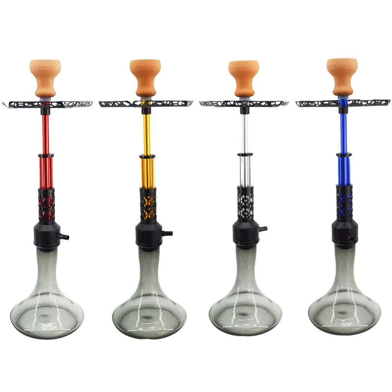 Factory Custom Popular Aluminium Shisa Glass Bottle Single Hose Big Size Hookah  Shisha for Night Clup Smoking