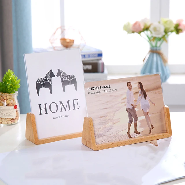 U shaped beech photo frame Custom wood photo frame Desktop decoration crafts