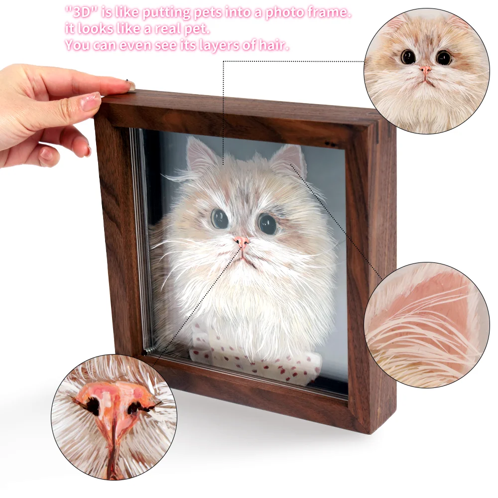 Pet stereoscopic painting naked eye 3d stereoscopic painting custom art handmade pet hand-painted oil painting acrylic custom